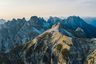 Panoramic view of snowcapped mountains against sky