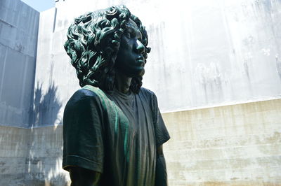 Low angle view of statue against clear sky