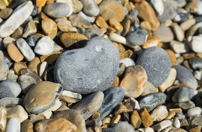 Close-up of pebbles on beach