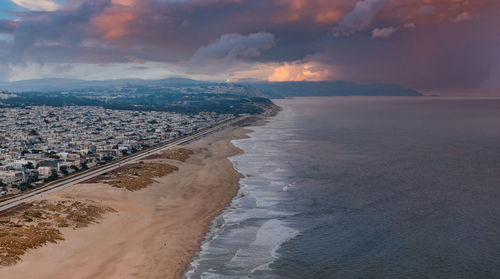 Scenic view of sea against sky during sunset