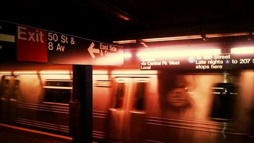 Information sign at night