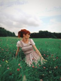 Young woman in field