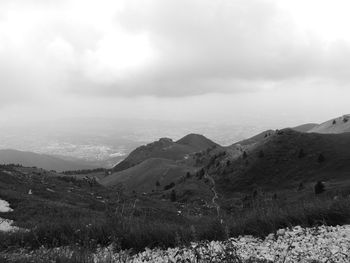 Scenic view of mountains against sky