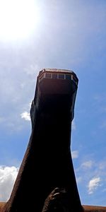 Low angle view of hand against sky