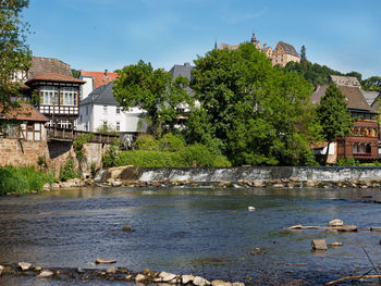 View of buildings by river