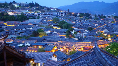 High angle view of townscape against sky