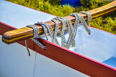 Close-up of rowboat in lake