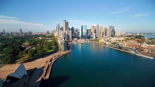 High angle view of city at waterfront,sydney,australia