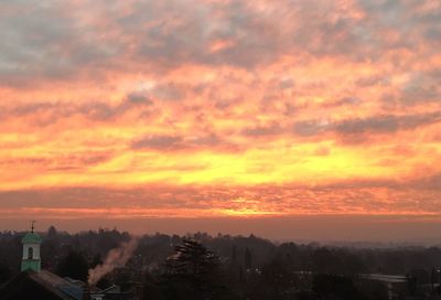 Scenic view of dramatic sky during sunset