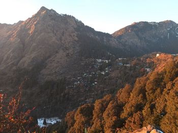 Scenic view of mountains against sky during autumn