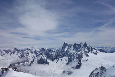 Snow covered mountains against sky