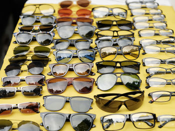 Close-up of eyeglasses on table