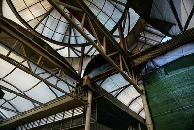 Low angle view of skylight in building