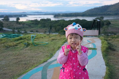 Portrait of smiling girl at park