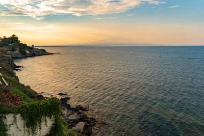 Scenic view of sea against sky during sunset