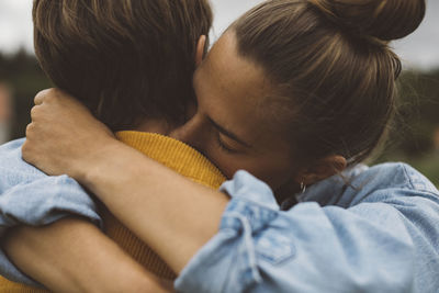 Female couple hugging