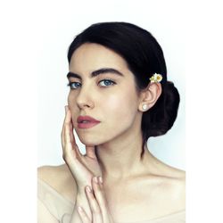 Portrait of beautiful young woman over white background