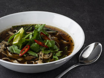 Close-up of soup in bowl