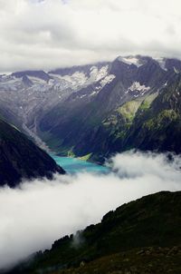 Scenic view of mountains against sky