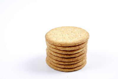 Close-up of stack against white background