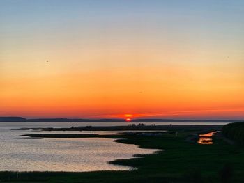 Scenic view of sea against sky during sunset