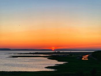 Scenic view of sea against sky during sunset