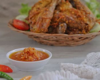 Close-up of food in bowl on table