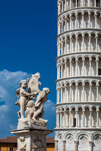 Low angle view of statue against building