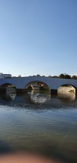 Bridge over river against clear sky