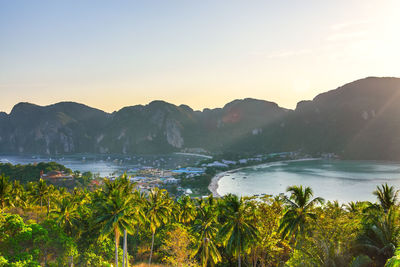 Scenic view of sea against sky during sunset