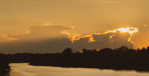 Silhouette trees against sky during sunset