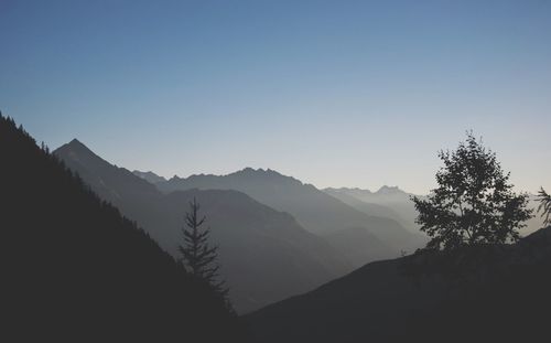 Scenic view of mountains against clear sky