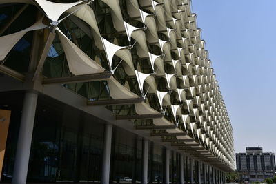 Low angle view of modern building against sky