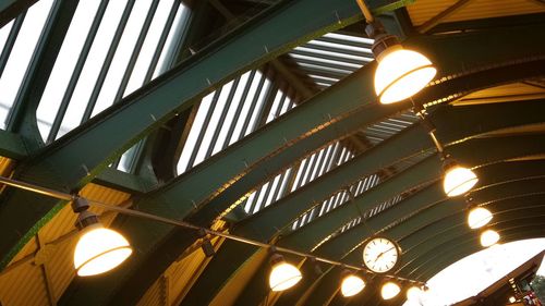 Low angle view of illuminated ceiling