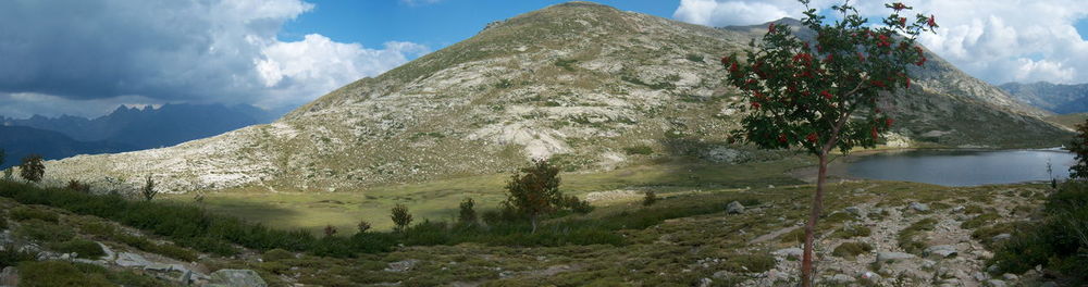 Panoramic view of mountains against sky