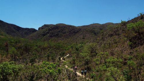 Scenic view of mountains against clear sky