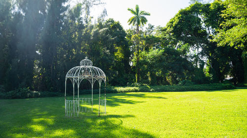 Gazebo in park against sky