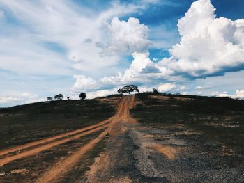 Panoramic view of land road against sky