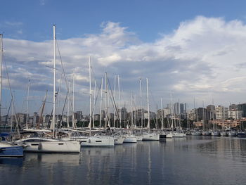 Sailboats in marina