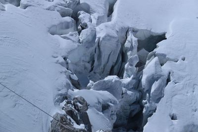 High angle view of snow on landscape