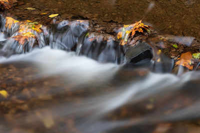 Panoramic view of waterfall in forest during autumn