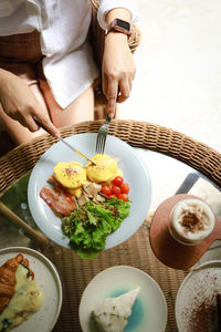 High angle view of food on table