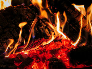 Close-up of bonfire at night