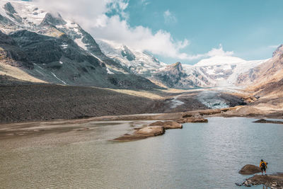 Panoramic view of johannisberg peak and pasterze glacier, austria.