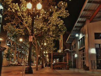 Illuminated street light at night