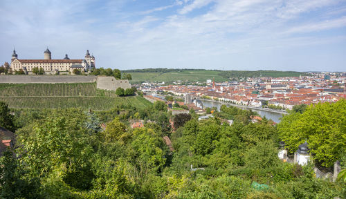 Aerial view of wuerzburg, a city in the franconia region in bavaria