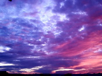 Low angle view of cloudy sky at sunset