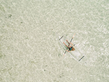 Directly above shot of woman boating on sea