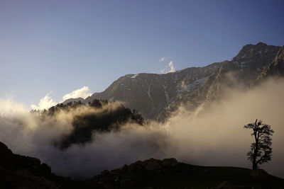 Low angle view of mountains against clear sky