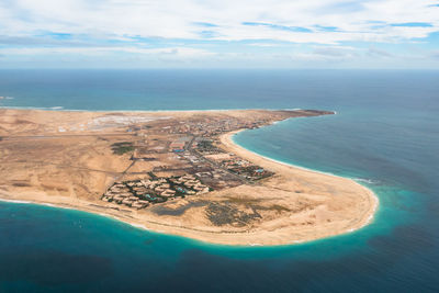 Aerial view of sea and land